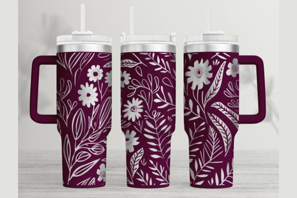 Boho Flower 40oz Laser Tumbler Wrap SVG for Branding and Marketing