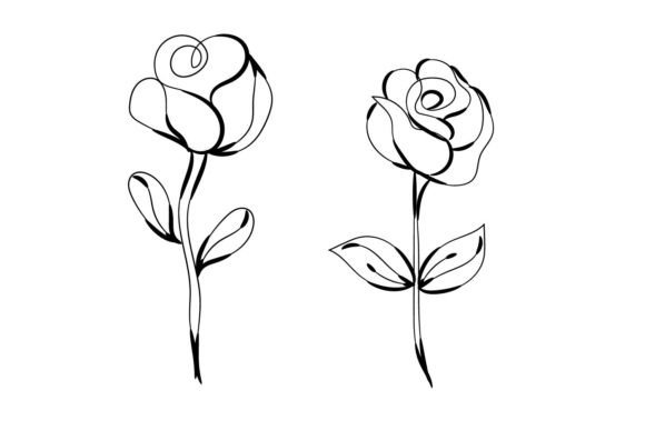 Cute Floral Pink Rose Doodle Graphics for Crafts