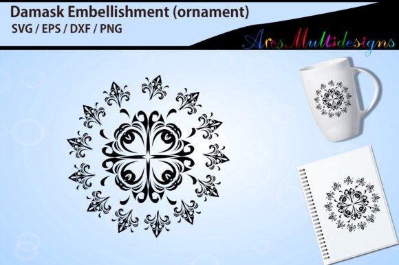 Damask Floral Ornament Graphics for Crafts