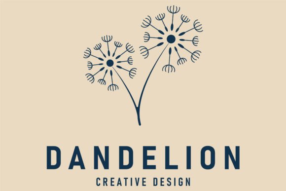 Dandelion Flower Logo Minimalist Line Graphics for Logos