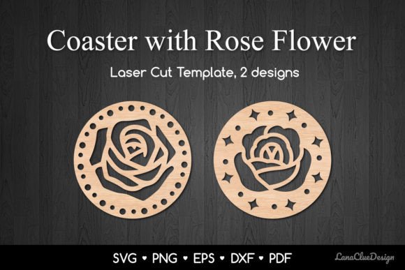 Decorative Coasters with Rose Flower SVG for Crafts and Graphics