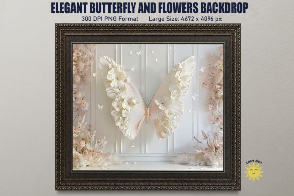 Elegant Butterfly and Flowers Graphics for Backgrounds