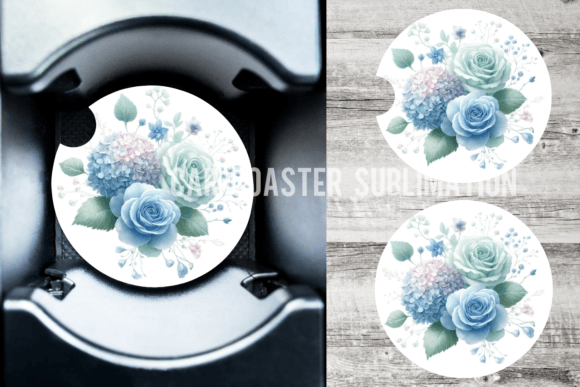 Floral Blue Dust Car Coaster Designs for Crafts and Graphics