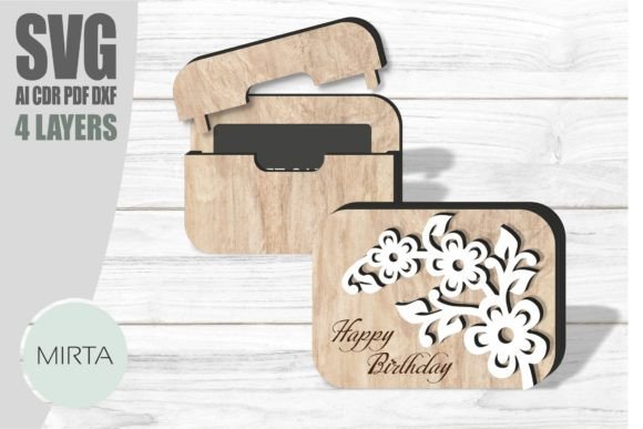 Floral Gift Card Holder SVG for Laser Cutting and Birthday Designs