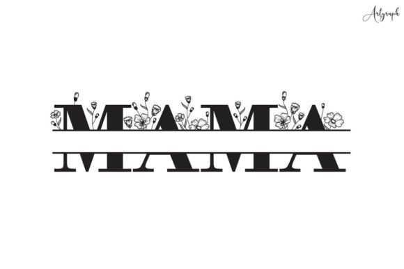 Floral Mama Split Monogram Vector: Graphics for Print Templates