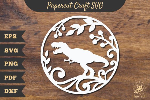 Floral Tyrannosaurus Rex Papercut Craft for Graphics and Crafts