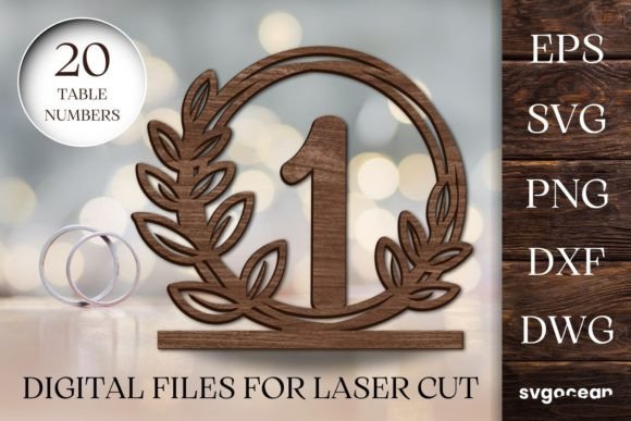 Floral Wedding Table Numbers SVG for Laser Cutting