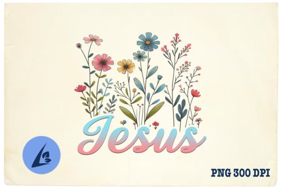 Jesus Floral PNG Graphics for Crafts and Content