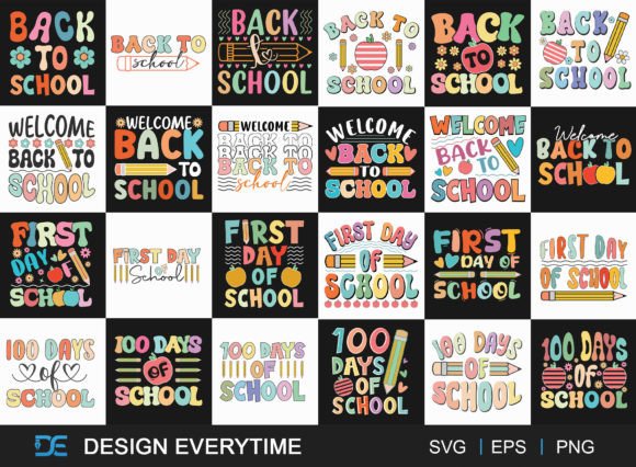 Kids Typography Design SVG Bundle for T-Shirt Designs