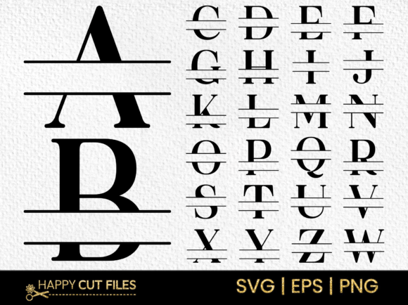 Monogram Svg Modern Split Font Letter for Graphics and Crafts