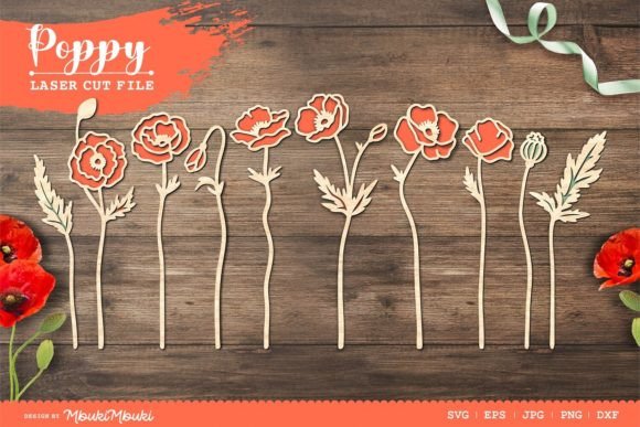 Poppy Laser Cut Files for Modern Graphic Templates