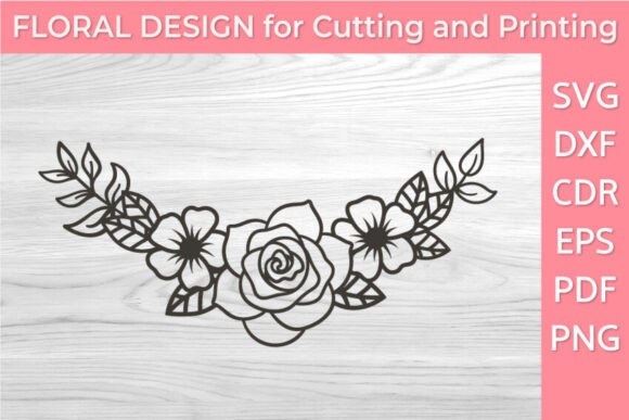Rose Garland Design SVG Line Art Border for Graphics and Crafts