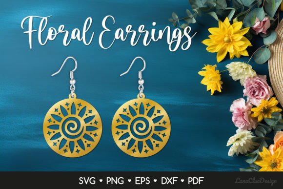 Round Abstract Floral Earring SVG for Laser Cutting and Earrings