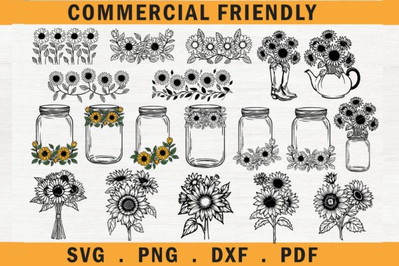 Sunflower Bundle Svg for Crafts and Graphics