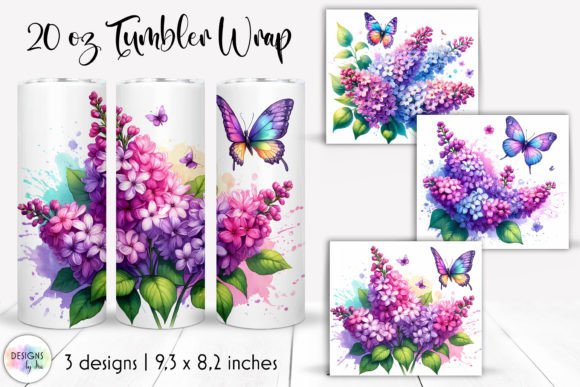 Watercolour Flowers Tumbler Wrap Design for Blog Graphics
