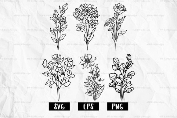 Wildflower Boho Line Art Sublimation SVG for Decorative Graphics