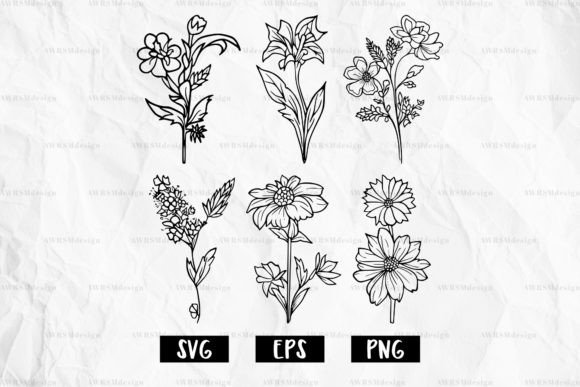Wildflower Outline SVG Sublimation for Branding and Decorative Graphics